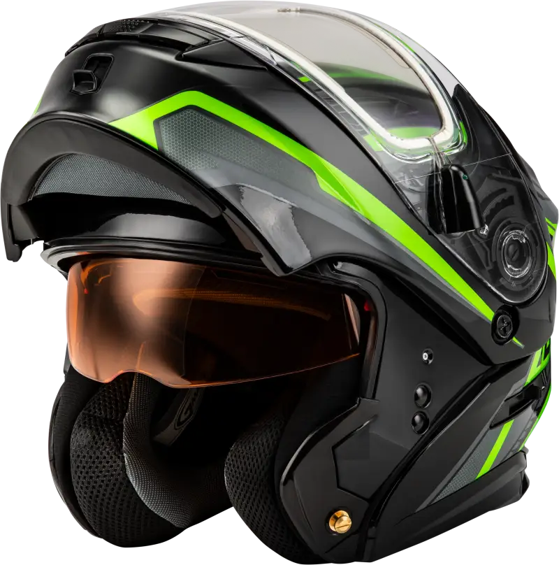Md 01s Transistor Snow Helmet W Elec Shld Blk/Grey/Green Lg - Powersports