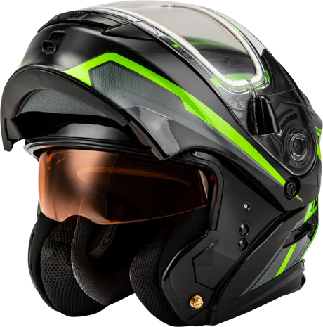 Md 01s Transistor Snow Helmet W Elec Shld Blk/Grey/Green - Powersports
