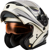 Md 01s Transistor Snow Helmet W Elec Shld White/Grey/Blk 3x - Powersports