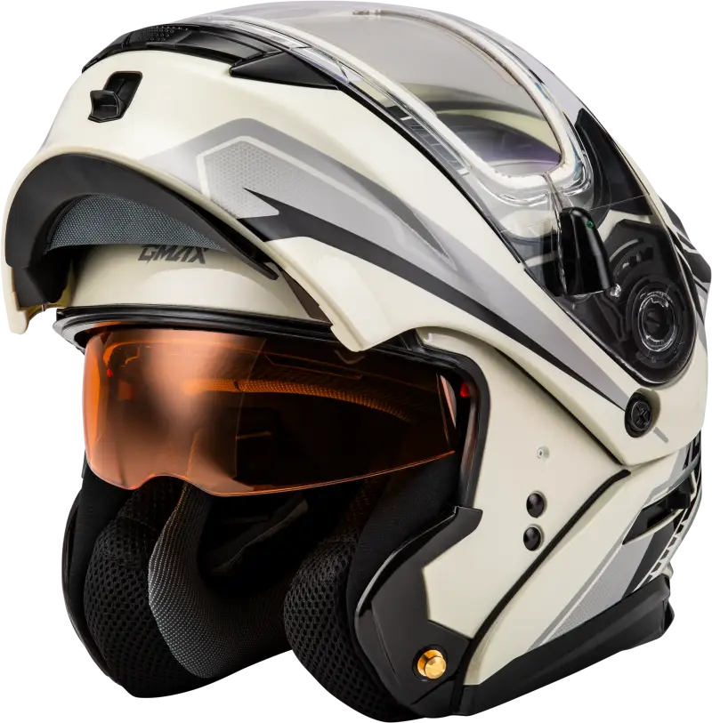Md 01s Transistor Snow Helmet W Elec Shld White/Grey/Blk 3x - Powersports