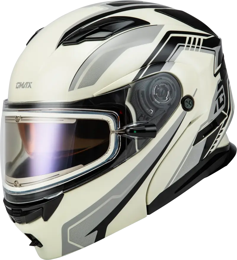 Md 01s Transistor Snow Helmet W Elec Shld White/Grey/Blk 3x - Powersports