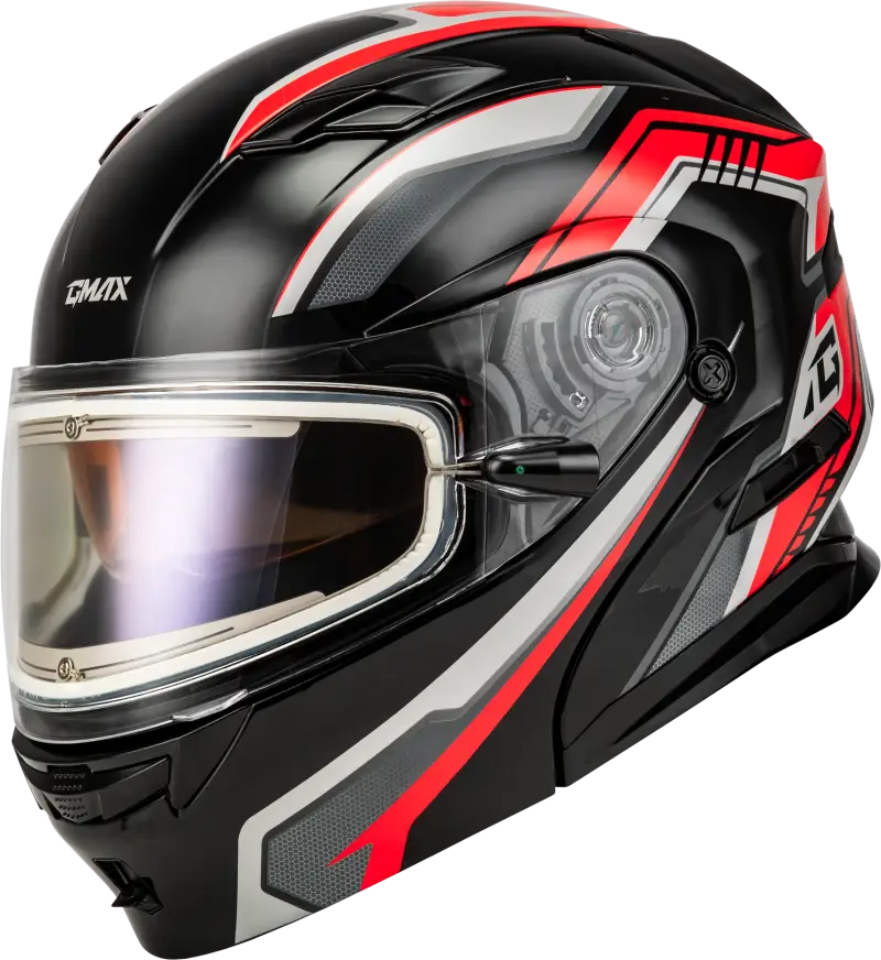 Md 01s Transistor Snow Helmet W Electric Shield Black/Red 2x - Powersports