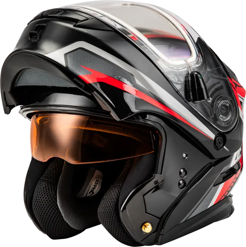 Md 01s Transistor Snow Helmet W Electric Shield Black/Red 2x - Powersports