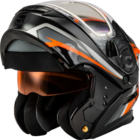 Md 01s Transistor Snow Helmet W Electric Shld Orange/Blk 3x - Powersports