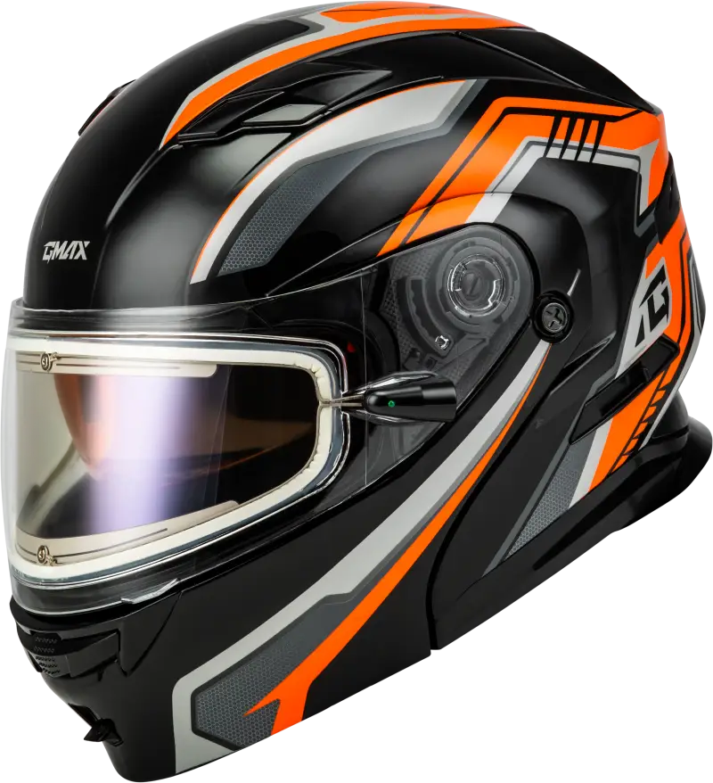 Md 01s Transistor Snow Helmet W Electric Shld Orange/Blk - Powersports