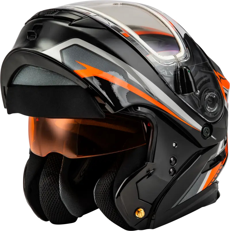 Md 01s Transistor Snow Helmet W Electric Shld Orange/Blk Xl - Powersports