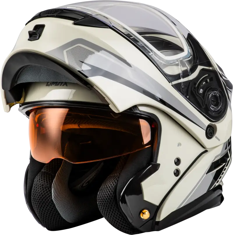 Md 01s Transistor Snow Helmet White/Grey/Black 3x - Powersports
