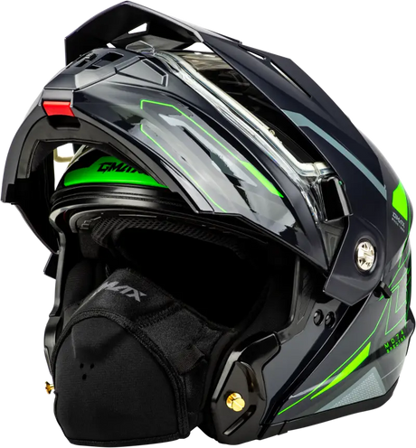 Md 74s Spectre Snow Helmet W/ Elec Shield Grey/Neon Green