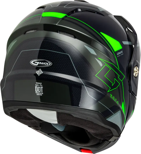Md 74s Spectre Snow Helmet W/ Elec Shield Grey/Neon Green Lg