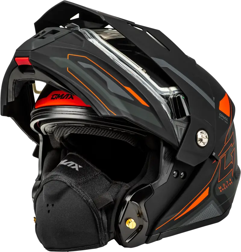 Md 74s Spectre Snow Helmet W/ Elec Shield Matte Black/Red Lg