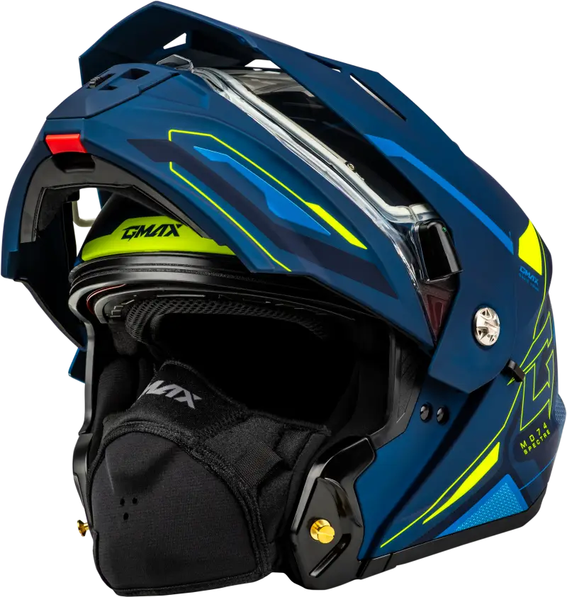 Md 74s Spectre Snow Helmet W/ Elec Shield Matte Blue/Grn 2x