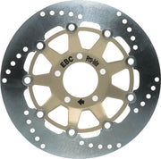 Silver and beige EBC Pro-Lite brake rotor with drilled holes for standard brake systems