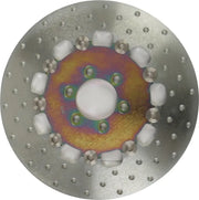 Metallic MD3079 Standard Brake Rotor with perforated surface and discolored hub