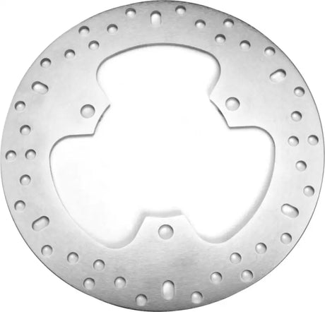 Silver-colored MD4051 Standard Brake Rotor with unique three-lobed cutout and ventilation holes