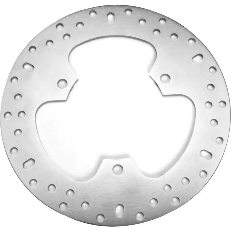 Silver-colored MD4051 Standard Brake Rotor with unique three-lobed cutout and ventilation holes