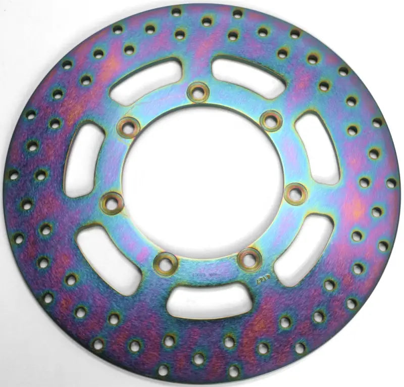 Iridescent motorcycle brake rotor from MD4147 standard brake rotor lineup