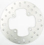 Silver MD6387D standard rotor motorcycle brake disc with four-lobed cutout and holes