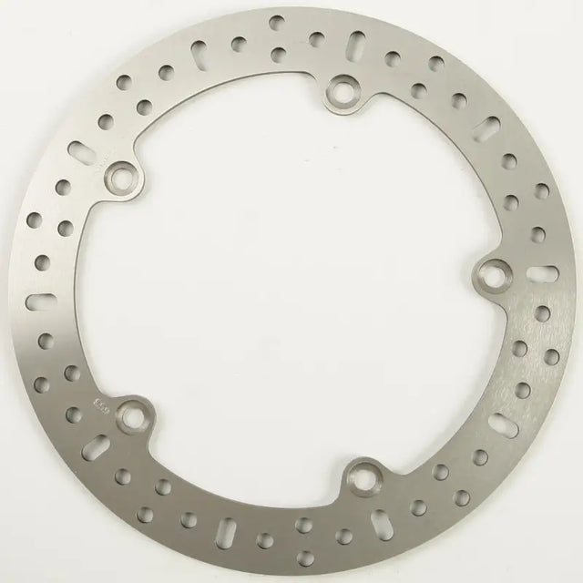Silver-colored perforated motorcycle brake rotor for MD653 Standard Brake Rotor standard brake system