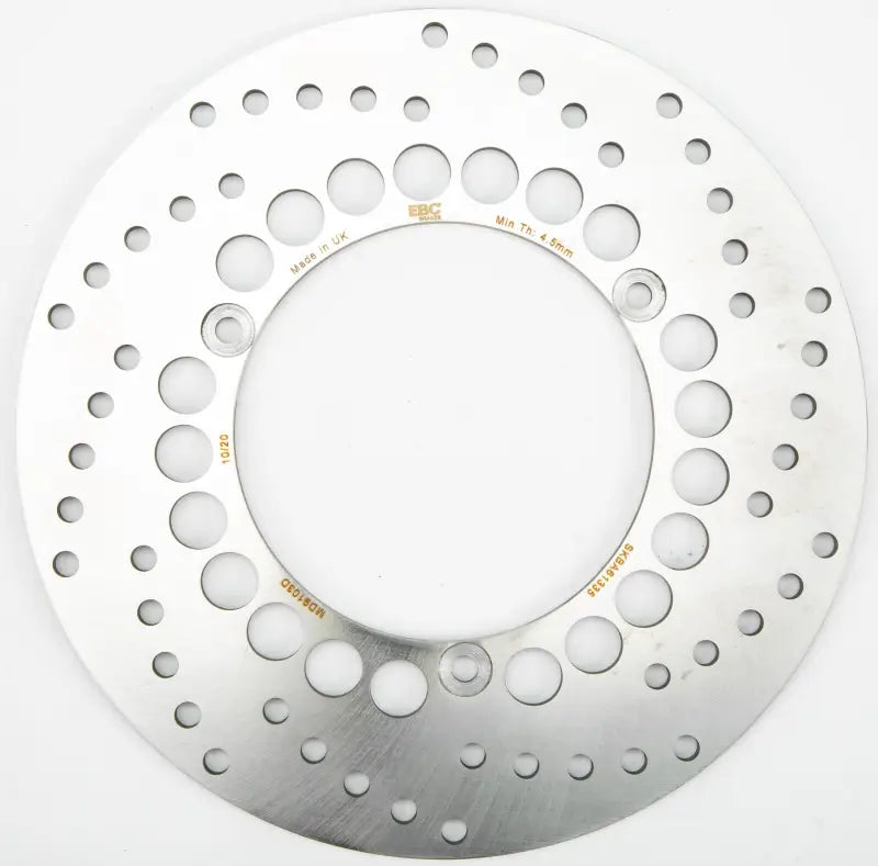 MD9103D brake rotor with silver metal and circular perforations for high performance