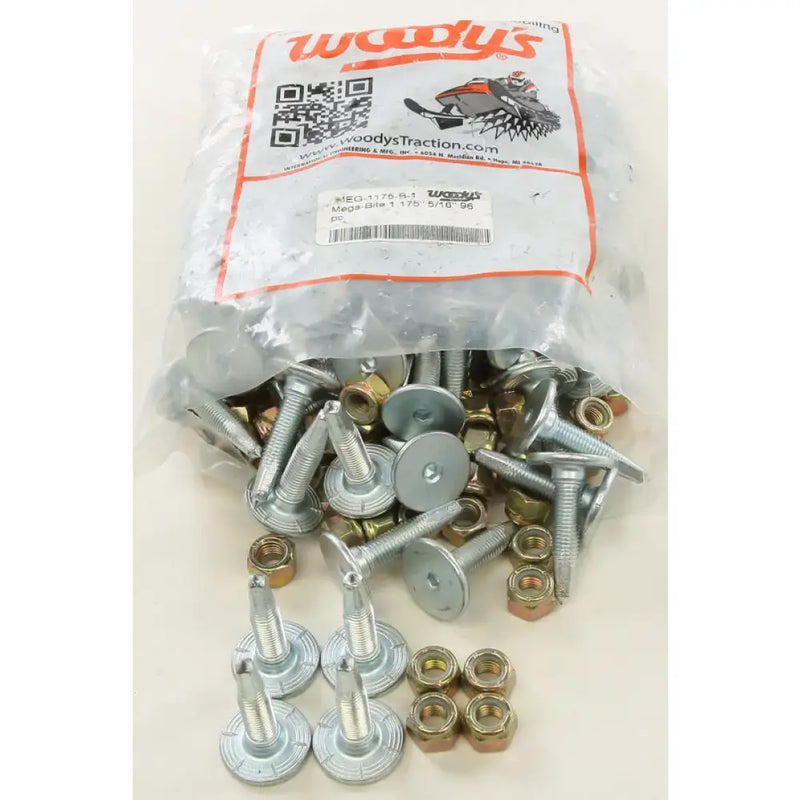 Clear plastic bag of snowmobile track studs and nuts for MEG-1175-B Silver Mega Bite Trail