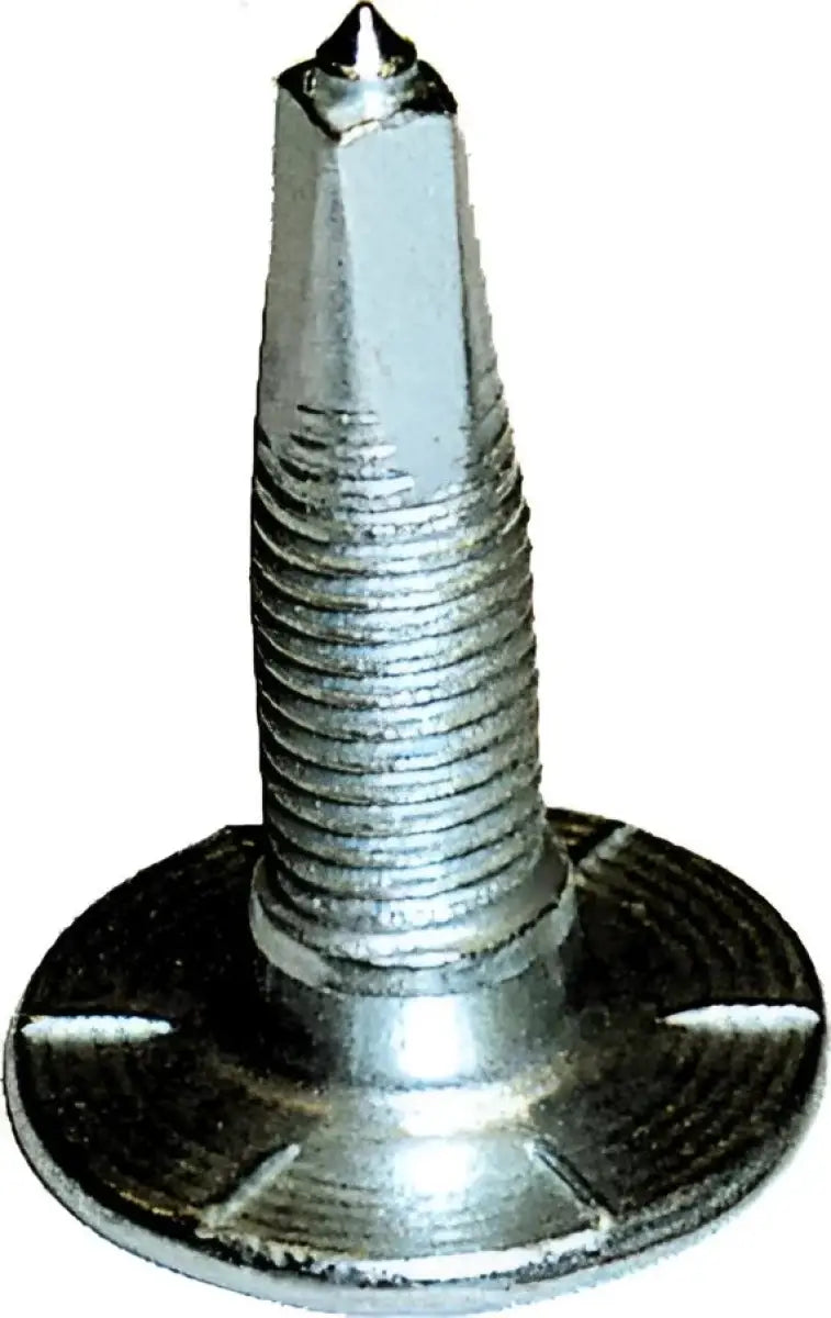 Silver Mega Bite Trail Stud with threaded metal body and flanged base for trail gear