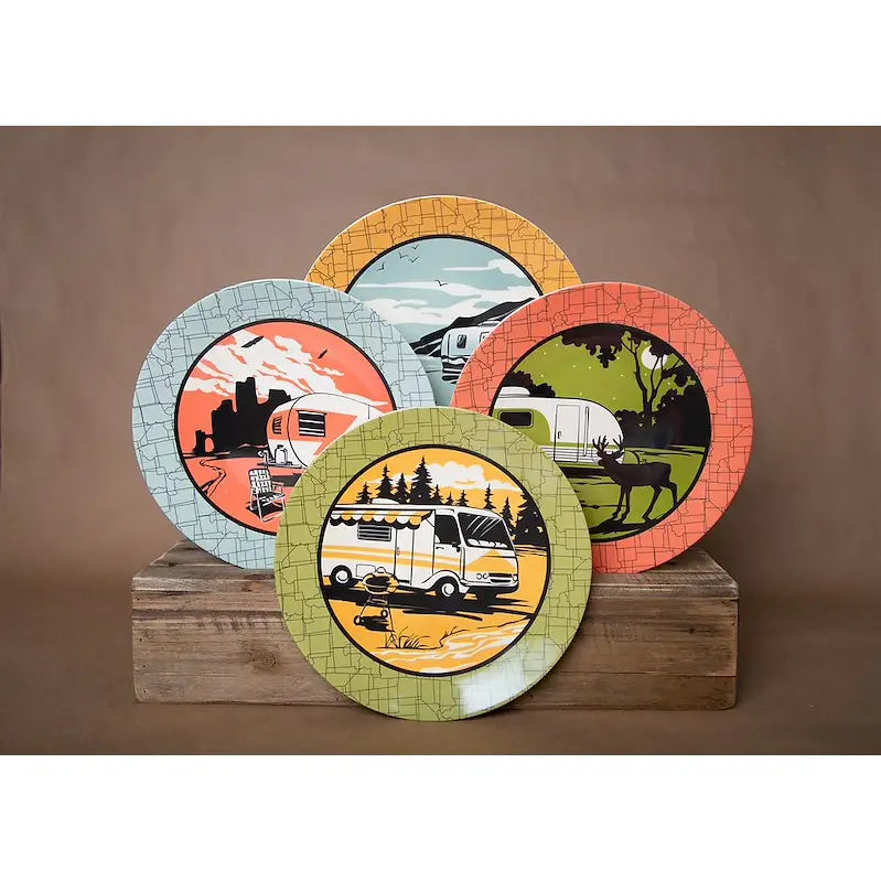 Camp Casual Dinnerware: Melamine Plates & Bowls Set - 12-Piece Dish Set for Indoor & Outdoor Dining - BPA Free, Top Shelf Dishwasher Suitable Dinnerware Set - Sturdy Melamine Dinnerware Sets - Camping Dishes by Camp Casual