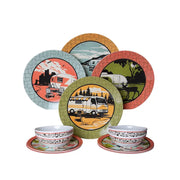 Camp Casual Dinnerware: Melamine Plates & Bowls Set - 12-Piece Dish Set for Indoor & Outdoor Dining - BPA Free, Top Shelf Dishwasher Suitable Dinnerware Set - Sturdy Melamine Dinnerware Sets - Camping Dishes by Camp Casual