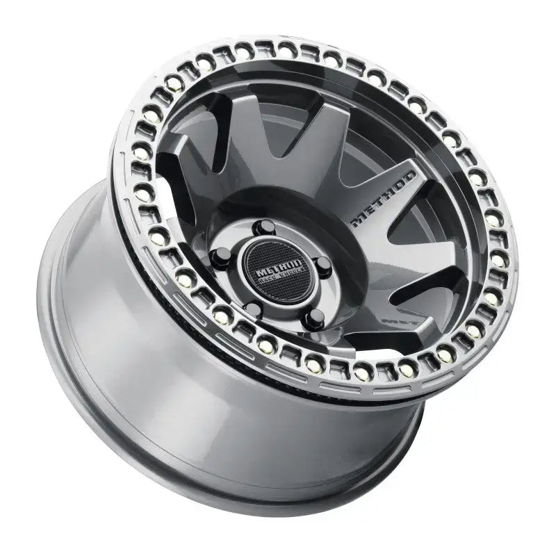 Method MR108 17x9 -44mm Offset 5x5 71.5mm CB Gloss Titanium Wheel featuring BH-H24125-38 design
