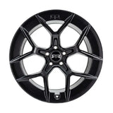 Gloss black Method RTR Aero 5 alloy wheel with center cap logo on satin black wheel