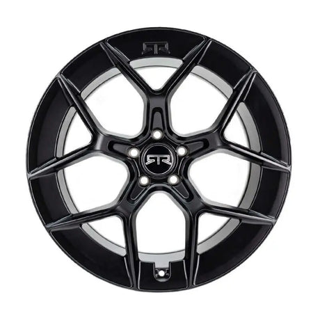 Gloss black Method RTR Aero 5 alloy wheel with center cap logo on satin black wheel