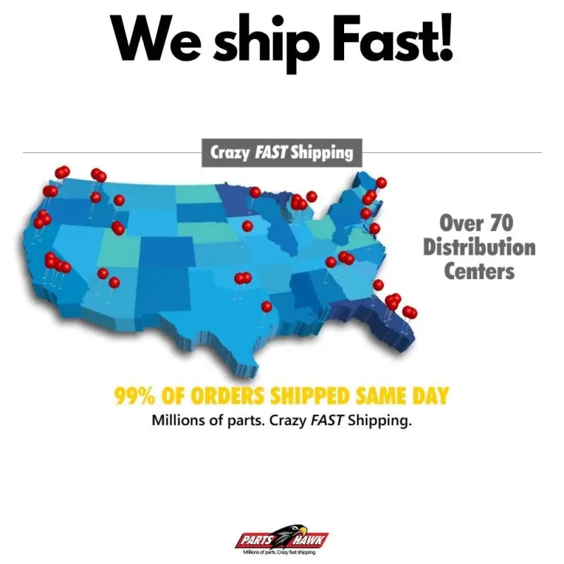 Map of the US showing distribution centers for MGD935C R/M Brake Pad Set