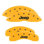MGP MGP 4 Caliper Covers Engraved Front & Rear 11-15 Jeep Grand Cherokee Yellow Finish Black Jeep Logo