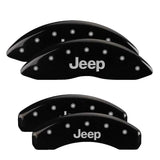 MGP MGP 4 Caliper Covers Engraved Front & Rear 11-18 Jeep Grand Cherokee Black Finish Silver Jeep Logo
