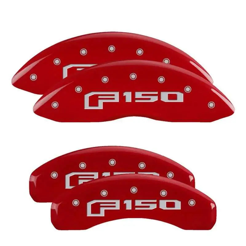 MGP MGP 4 Caliper Covers Engraved Front & Rear 2015 Ford F-150 Red Finish Silver Characters