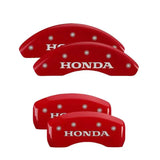 MGP 4 Caliper Covers Engraved Front & Rear MGP Red Power Coat Finish Silver Characters - Honda 
