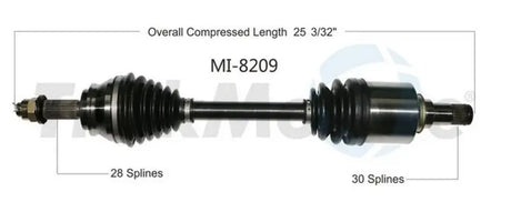 Automotive axle shaft with rubber boots for MI-8209 Trakmotive CV Axle