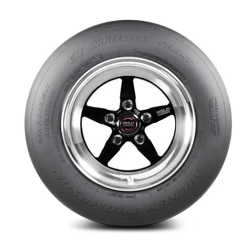 Drag racing tire with five-spoke wheel for Mickey Thompson ET Street Front Tire 27X6.00R15LT