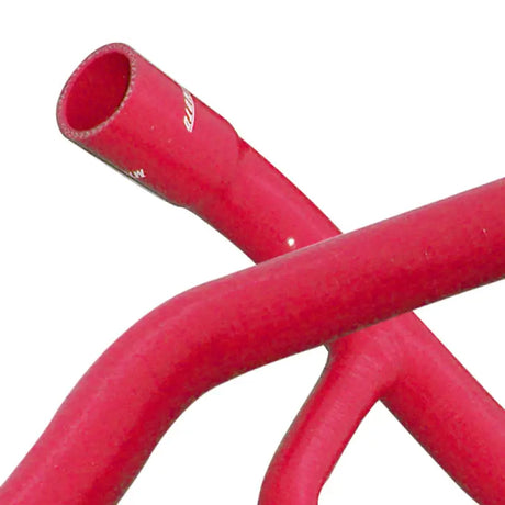 Red silicone hose from Mishimoto 01-04 Ford Mustang GT hose kit for extra boost