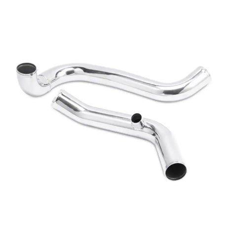 Polished aluminum pipes from the Mishimoto intercooler kit for Mitsubishi Lancer Evolution