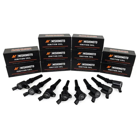 Mishimoto eight cylinder ignition coil set with boxes for Ford F150 01-10 pickup truck