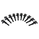 Black cylinder ignition coil set for Ford F250, arranged in a semi-circle