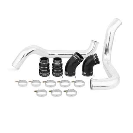 Black chrome pipes with black couplers and metal clamps for Duramax intercooler kit