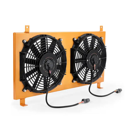 Dual electric fan shroud with orange mount for Acura RSX aluminum fan shroud upgrade