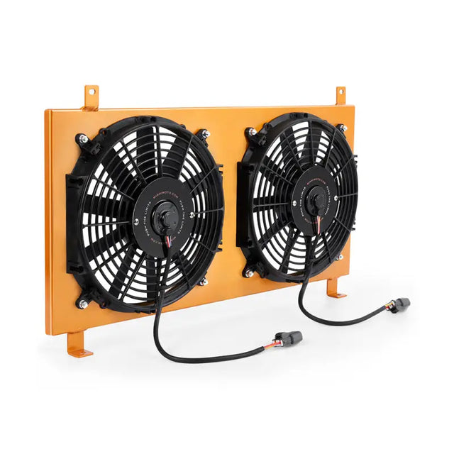 Dual electric fan shroud with orange mount for Acura RSX aluminum fan shroud upgrade