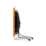 Orange-framed black fan shroud with wires for Acura RSX aluminum fan shroud upgrade