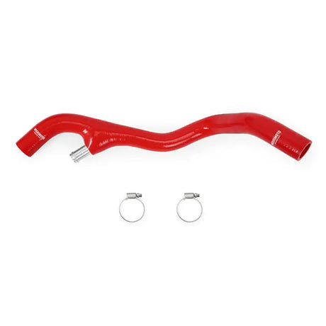 Red silicone coolant hose with clamps from Mishimoto Powerstroke lower overflow hose kit