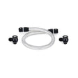 Braided Mazda RX8 oil line with black fittings and spherical valves for primary replacement