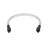 Braided stainless steel Mazda RX8 oil line with black fittings for primary replacement oil job