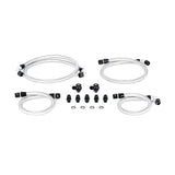 Braided stainless steel fluid transfer hoses and fittings for Mazda RX8 primary oil line