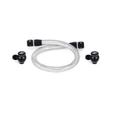 Braided Mazda RX8 oil line with black fittings and valve knobs for primary replacement